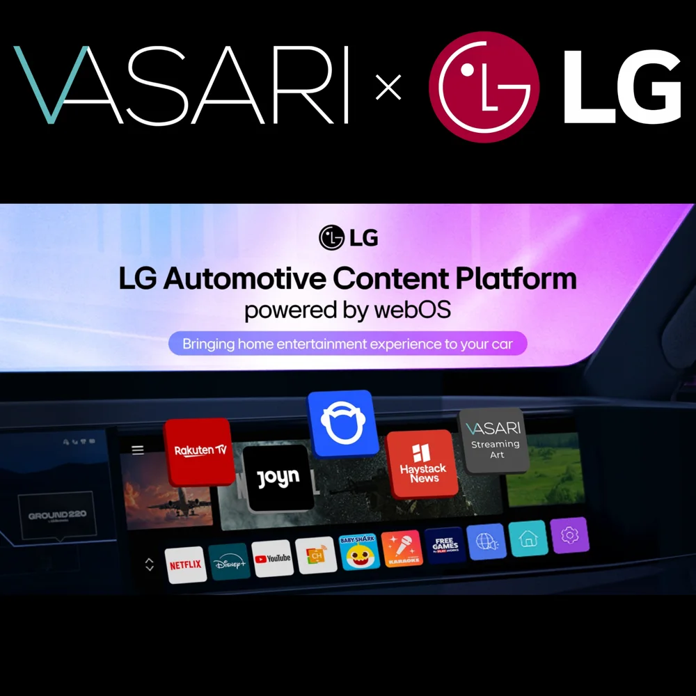 Vasari on the LG Automotive Content Platform shown on an in-car display
